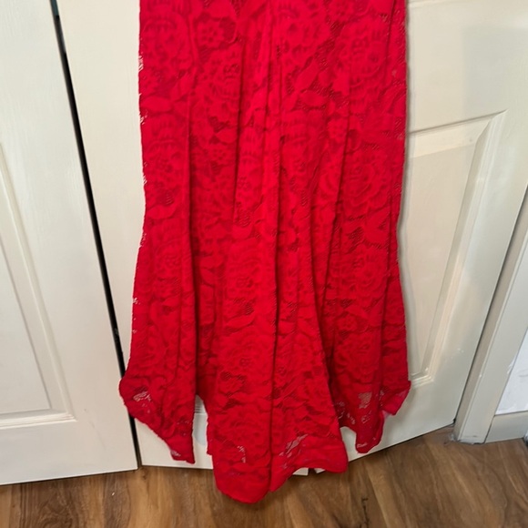 Betsy & Adam Red Cap Sleeve Prom Gown - Picture 11 of 11